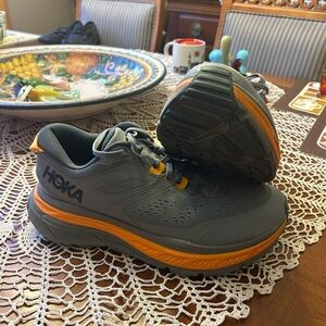 Hoka One One M Stinson ATR 6 size 10 men’s trail running shoes gray orange